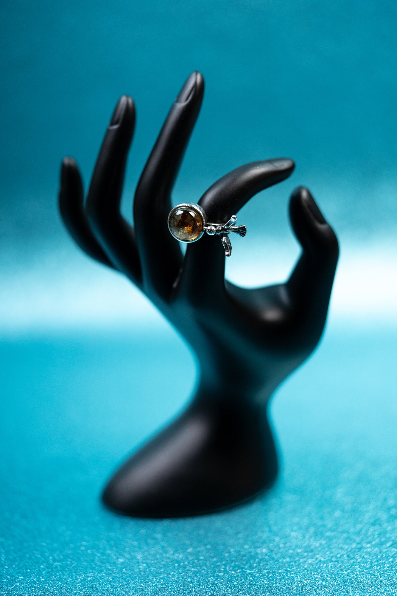 Adjustable Citrine HummingBird Ring