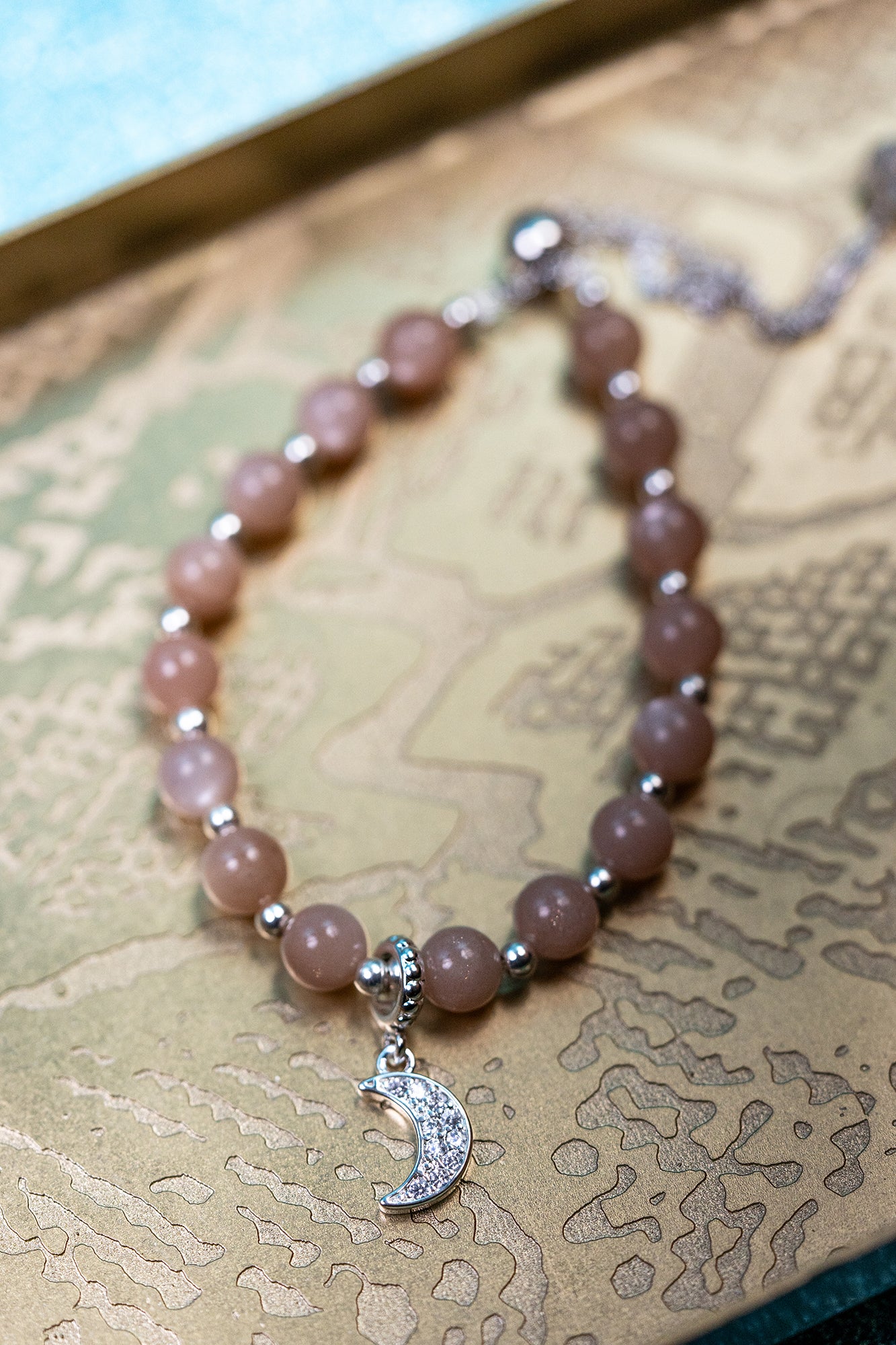 Peach Moonstone w/ Moon Bracelet