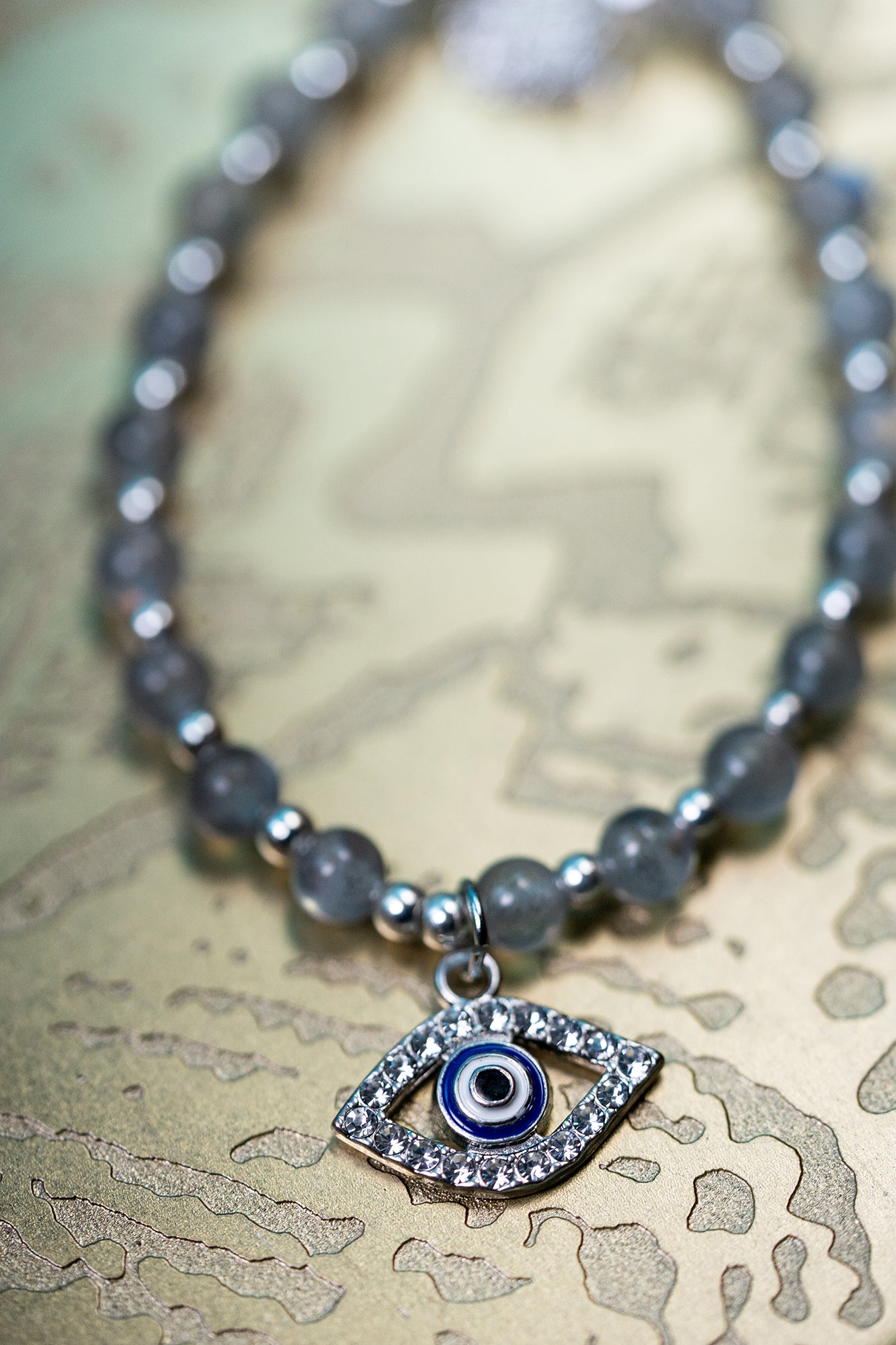 Labradorite w/ Evil Eye Bracelet