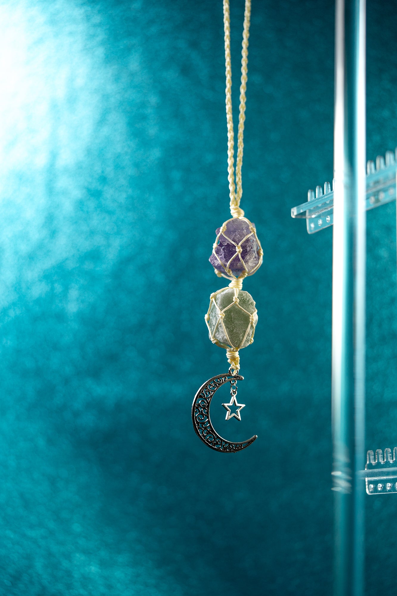 Moon + Star Crystal Car Charm