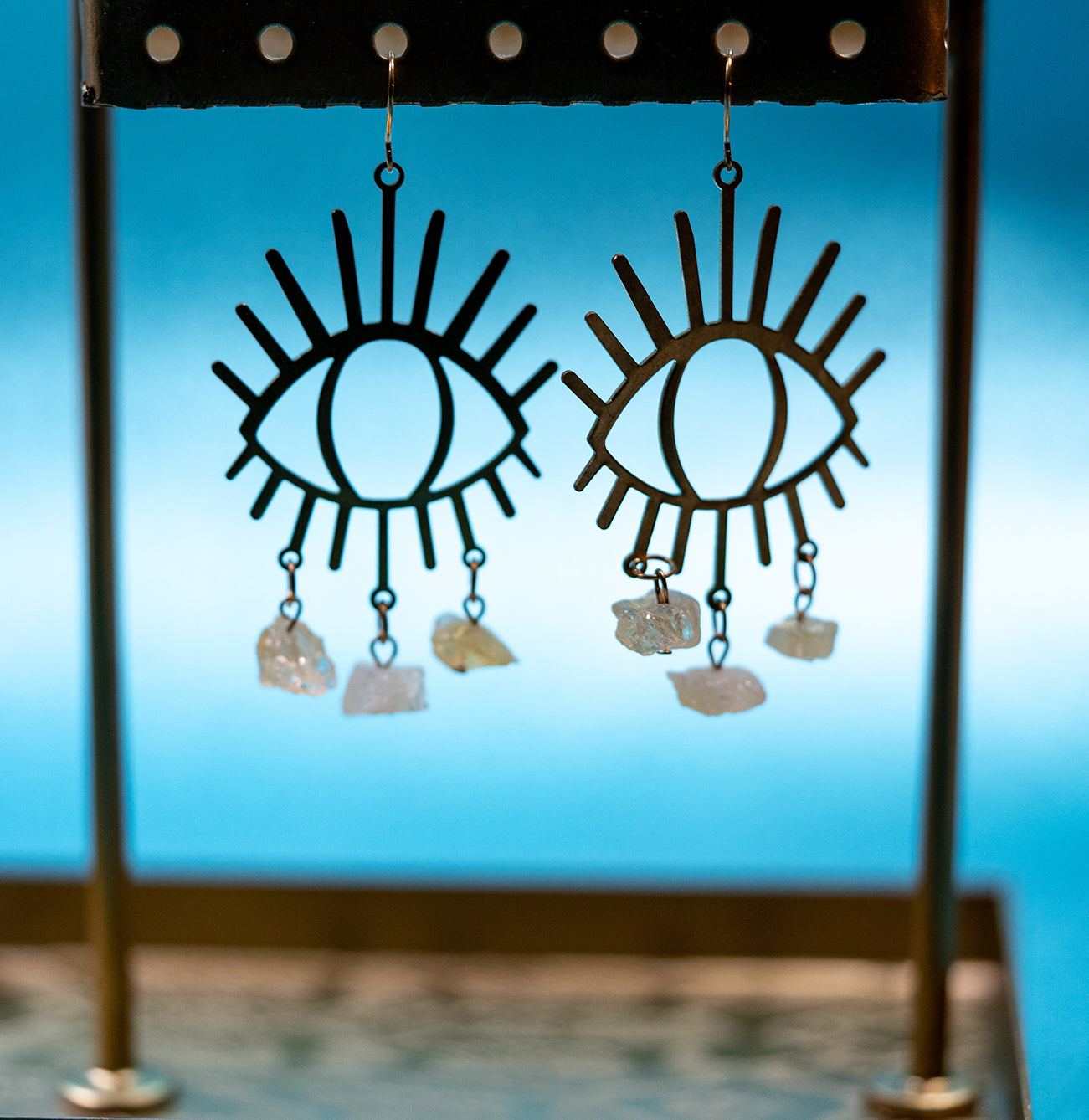 Eye + Crystal Earrings