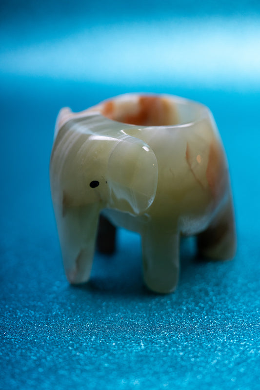 Jade Elephant Crystal Candle Holder
