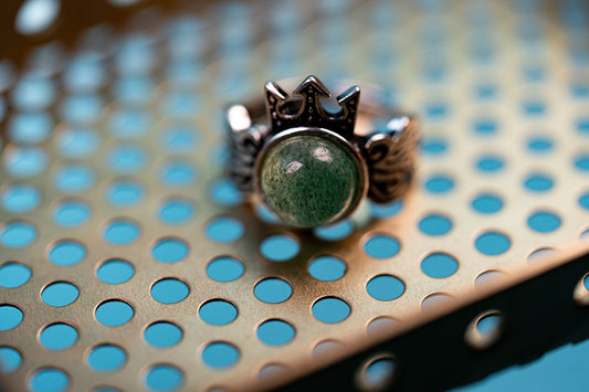 Green Strawberry Quartz Crown Ring