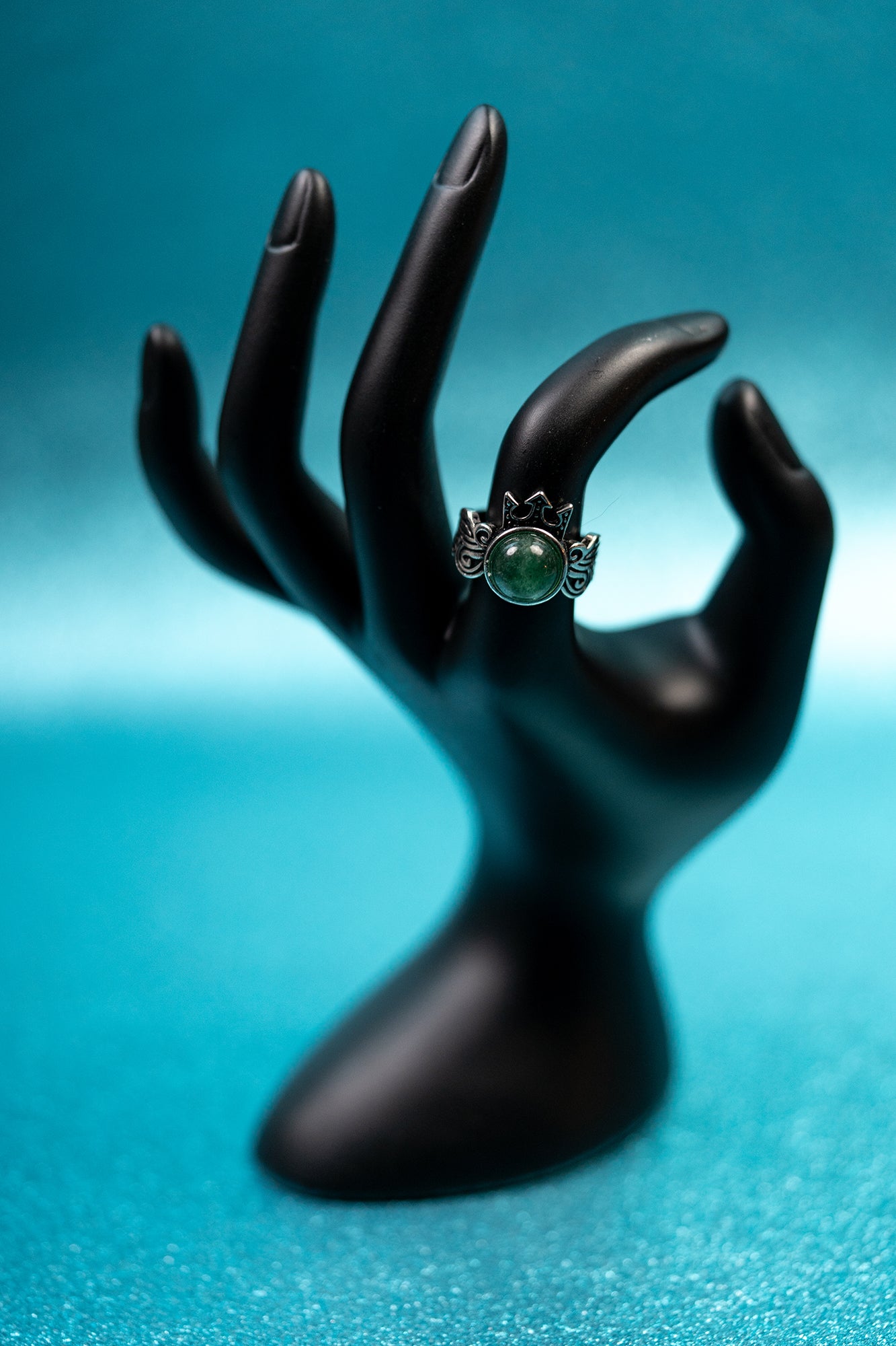 Green Strawberry Quartz Crown Ring