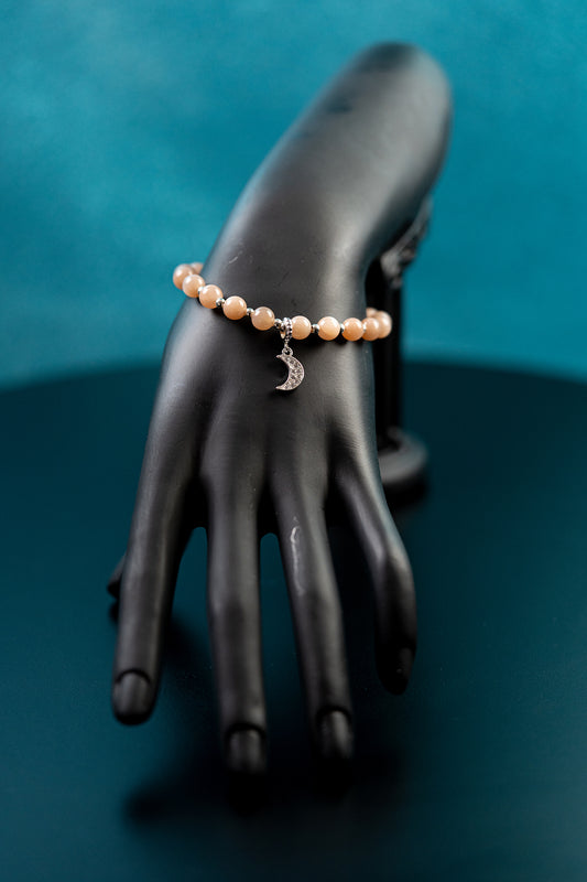 Peach Moonstone w/ Moon Bracelet