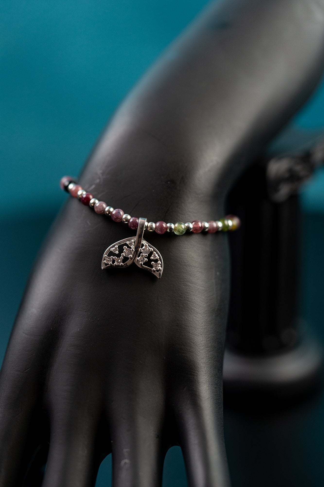 Whale Tail Rainbow Tourmaline Bracelet