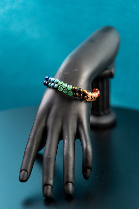 Adjustable Howlite + Chakra Bracelet