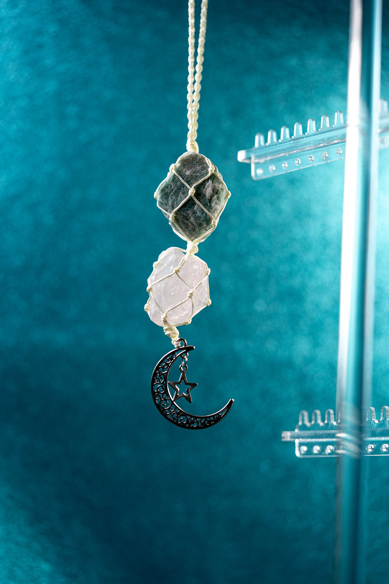 Moon + Star Crystal Car Charm