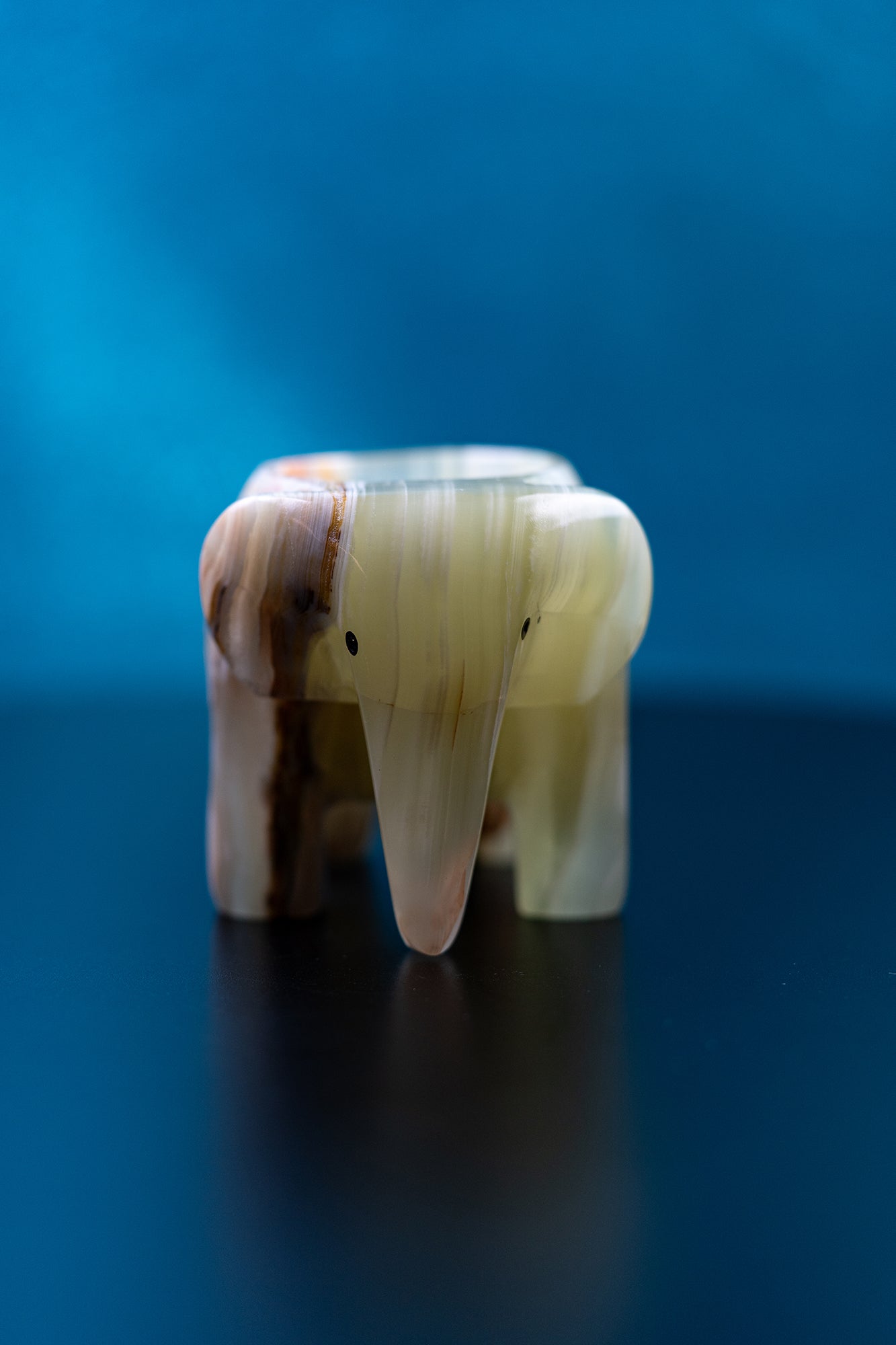 Jade Elephant Crystal Candle Holder