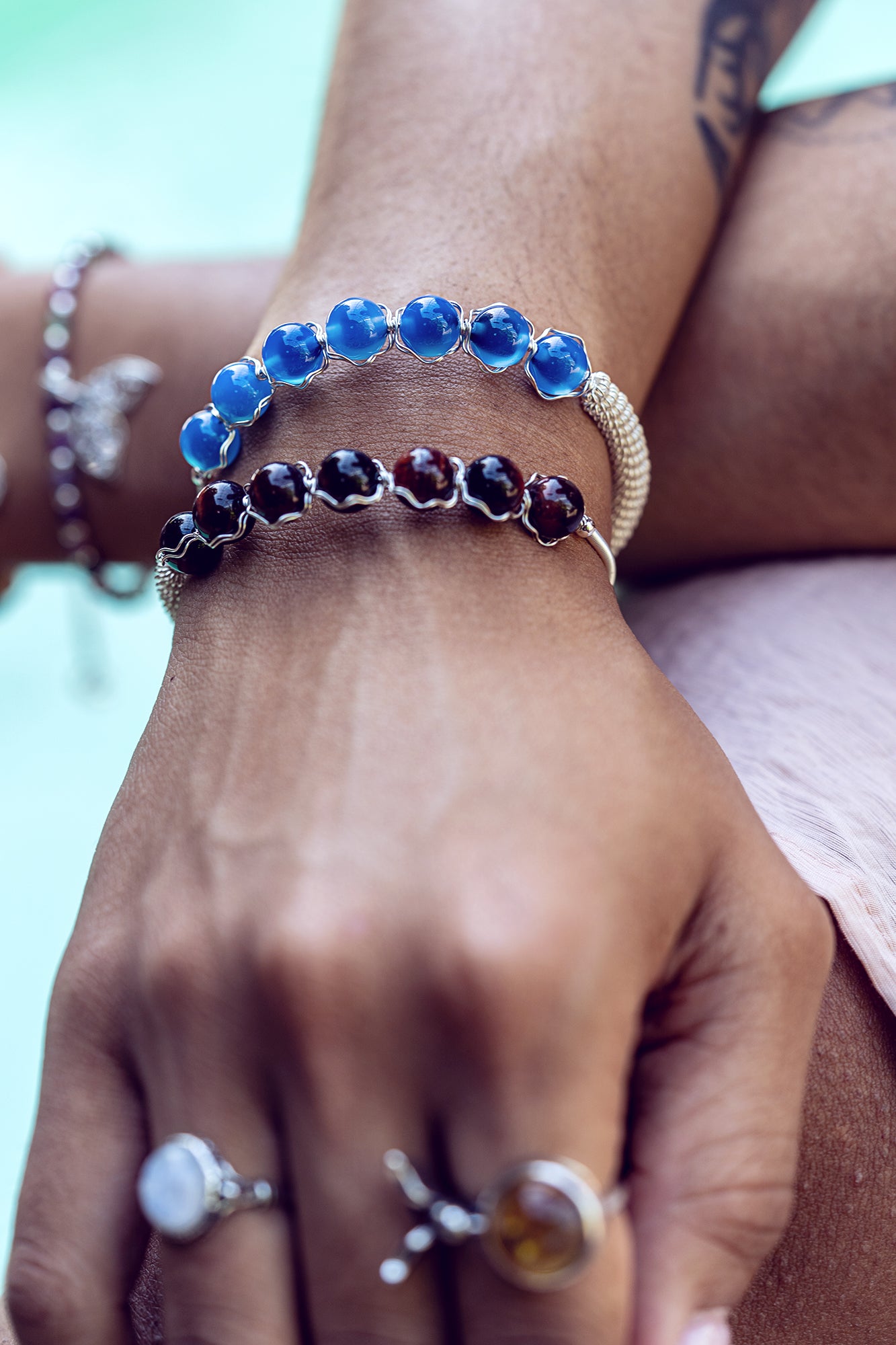 7 Stone Fashion Bead Bracelet