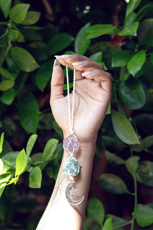 Moon + Star Crystal Car Charm